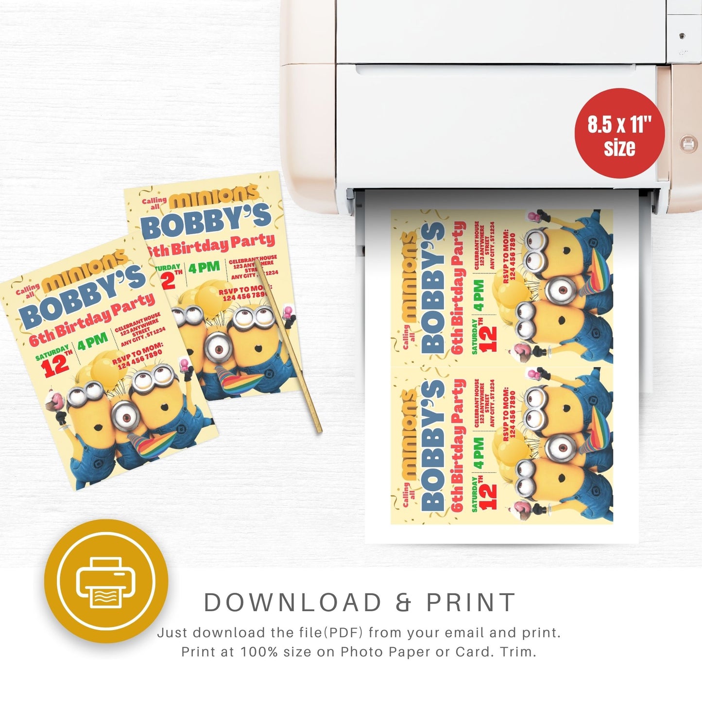 Yellow Minions Custom Birthday Party Invitation