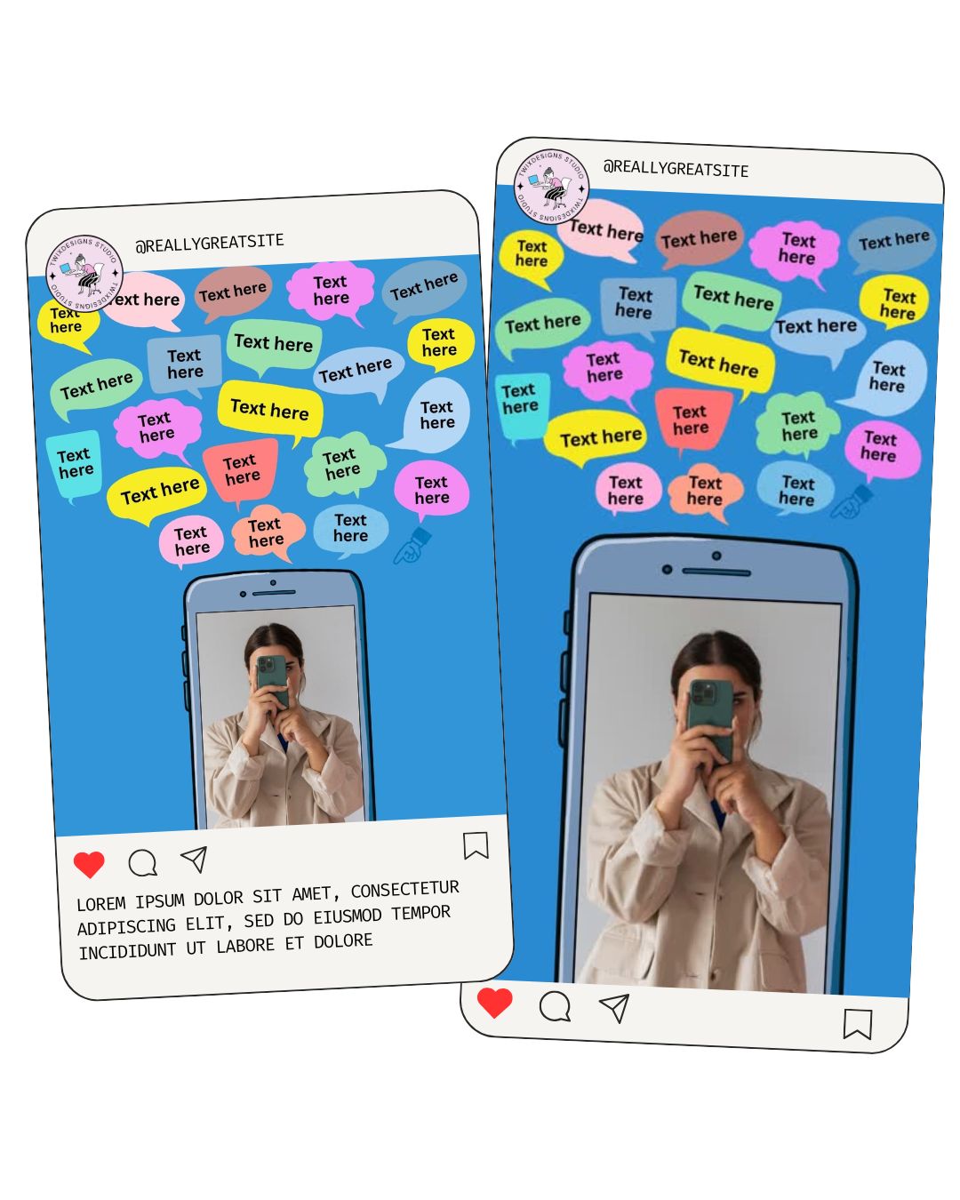 Phone Chats Social Media Instagram Reels Post Editable Canva Template