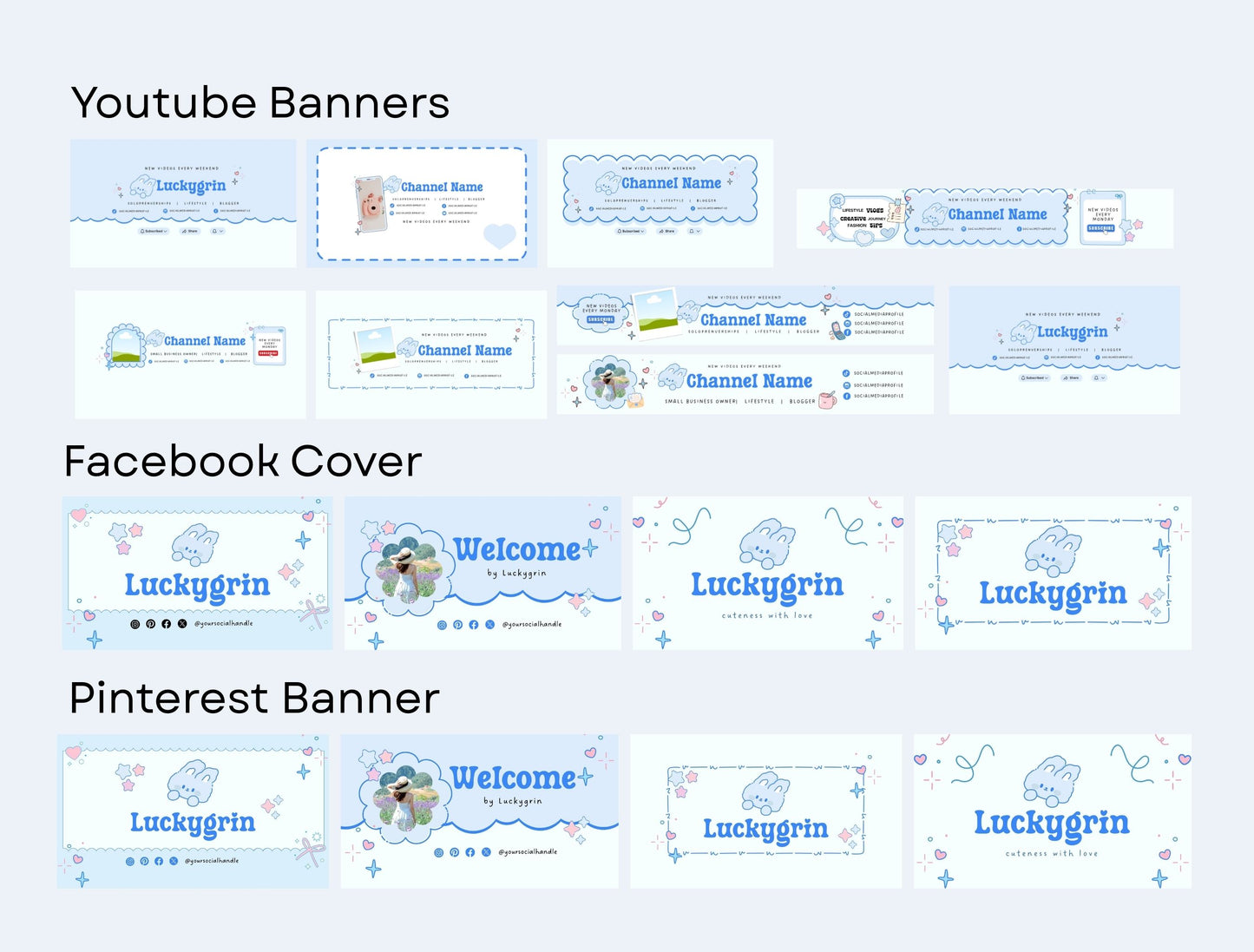 Branding Kit Luckygrin Canva Templates Product Fashion Coach Etsy Kit Light Blue Theme