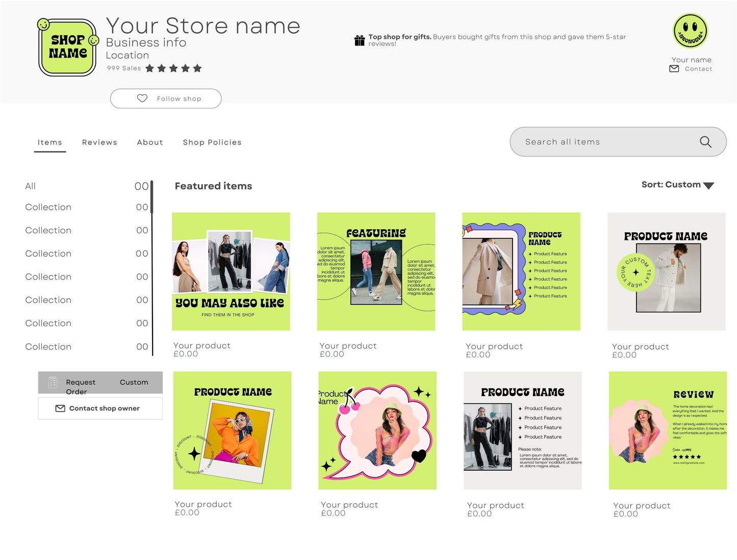Etsy Shop Kit NeoNoble Bundle, Editable Canva Templates, Product Listing Photos Mockup, Etsy Seller Store Branding