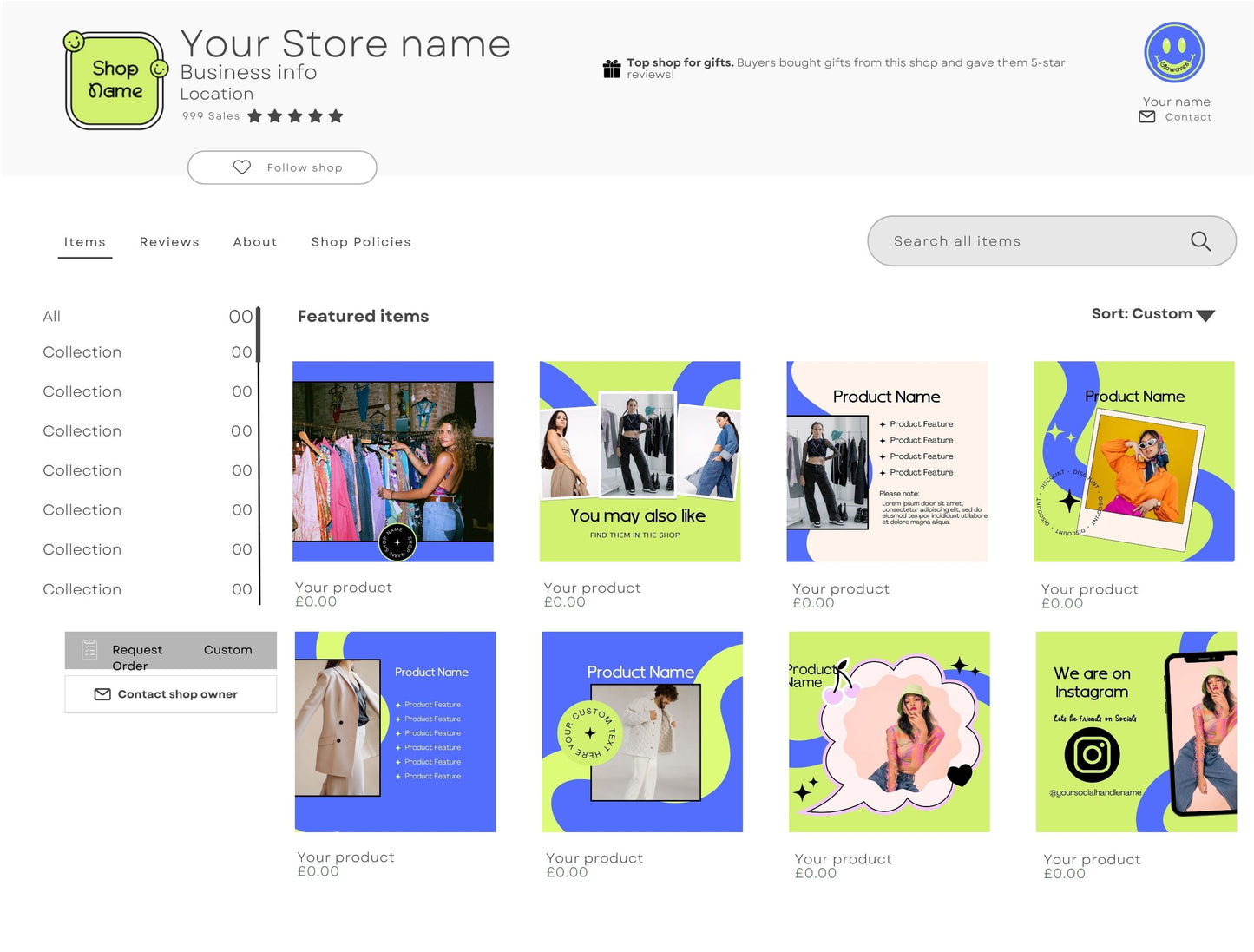 Etsy Shop Kit Glowaves Bundle, Editable Canva Templates, Product Listing Photos Mockup, Etsy Seller Store Branding