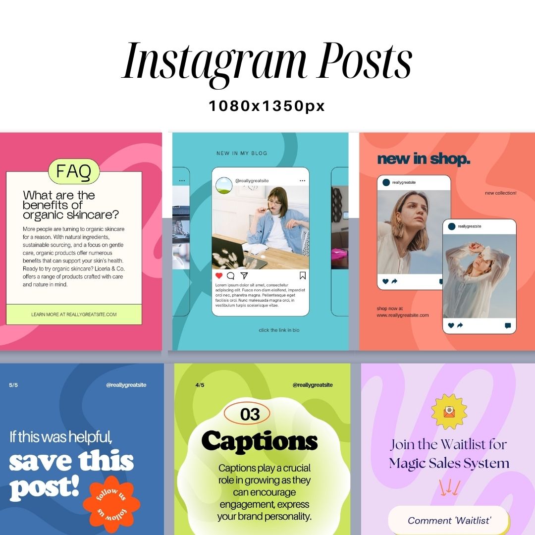 100+ Colorful Social Media Instagram, Personal Branding, Instagram Marketing, Editable Canva Coaching Templates 1980x1350px