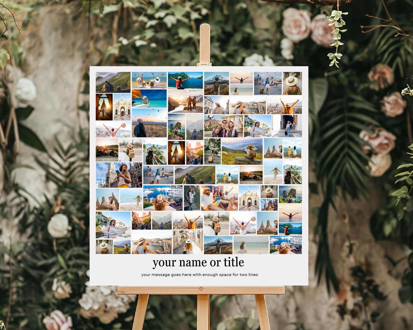 EDITABLE 60 Photo Collage, Square Welcome Sign, Poster Sign, Canva, DIGITAL