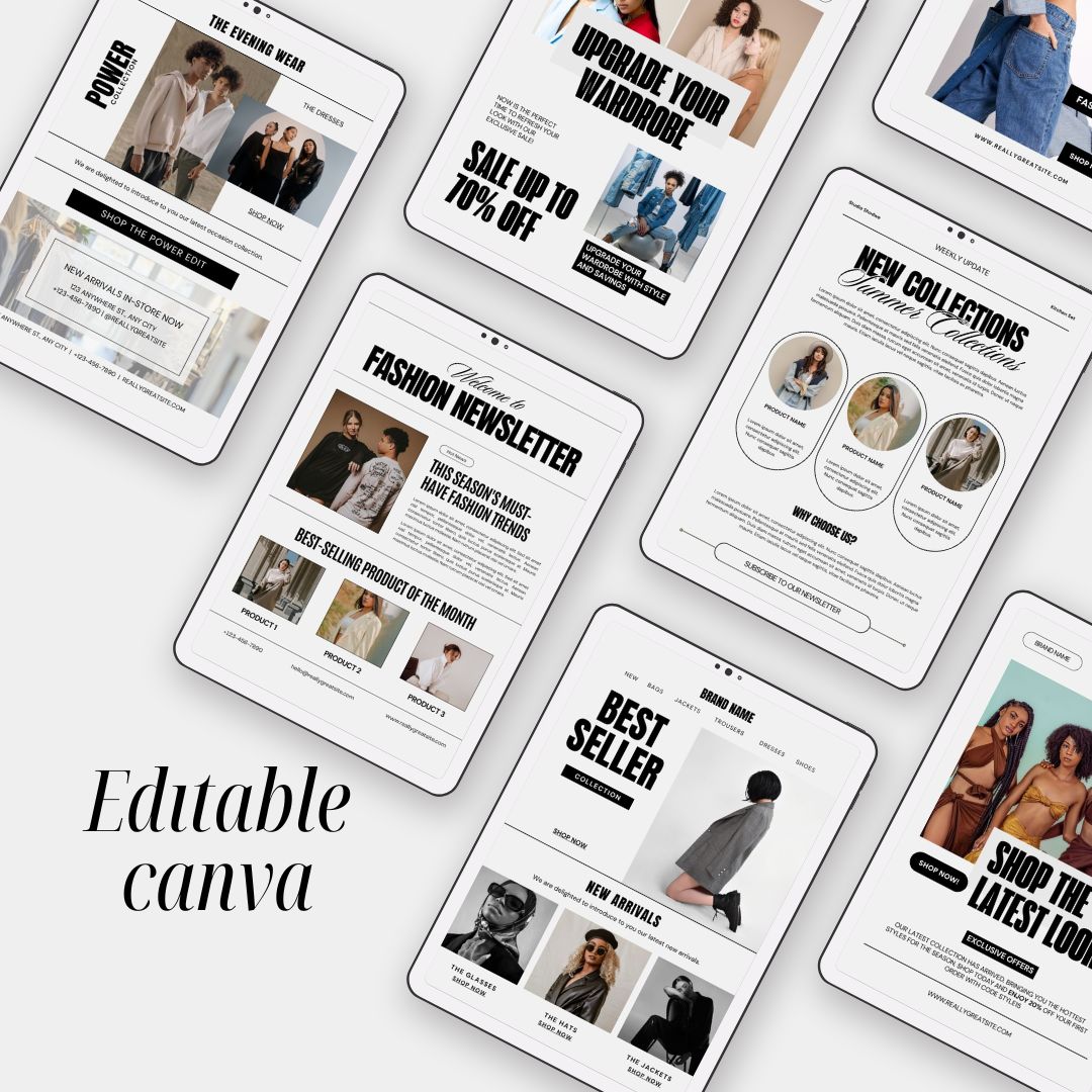 50 Email Marketing Templates Ecommerce, Fashion Canva Email templates