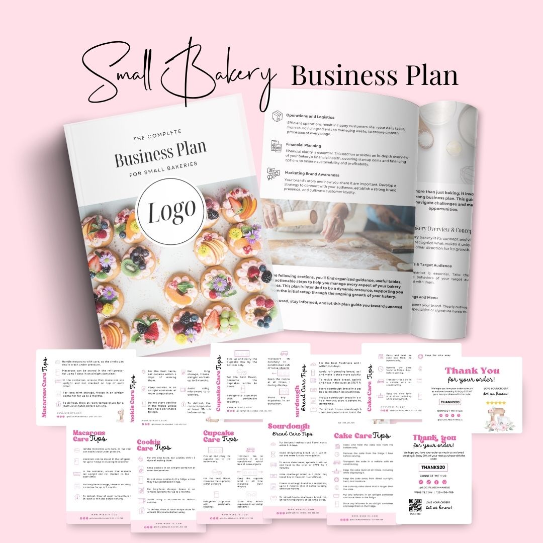 Branding Kit Pink Hole Lotta Love Editable Canva Templates Business Cards Marketing Posts Sweet Pink Bakery Theme