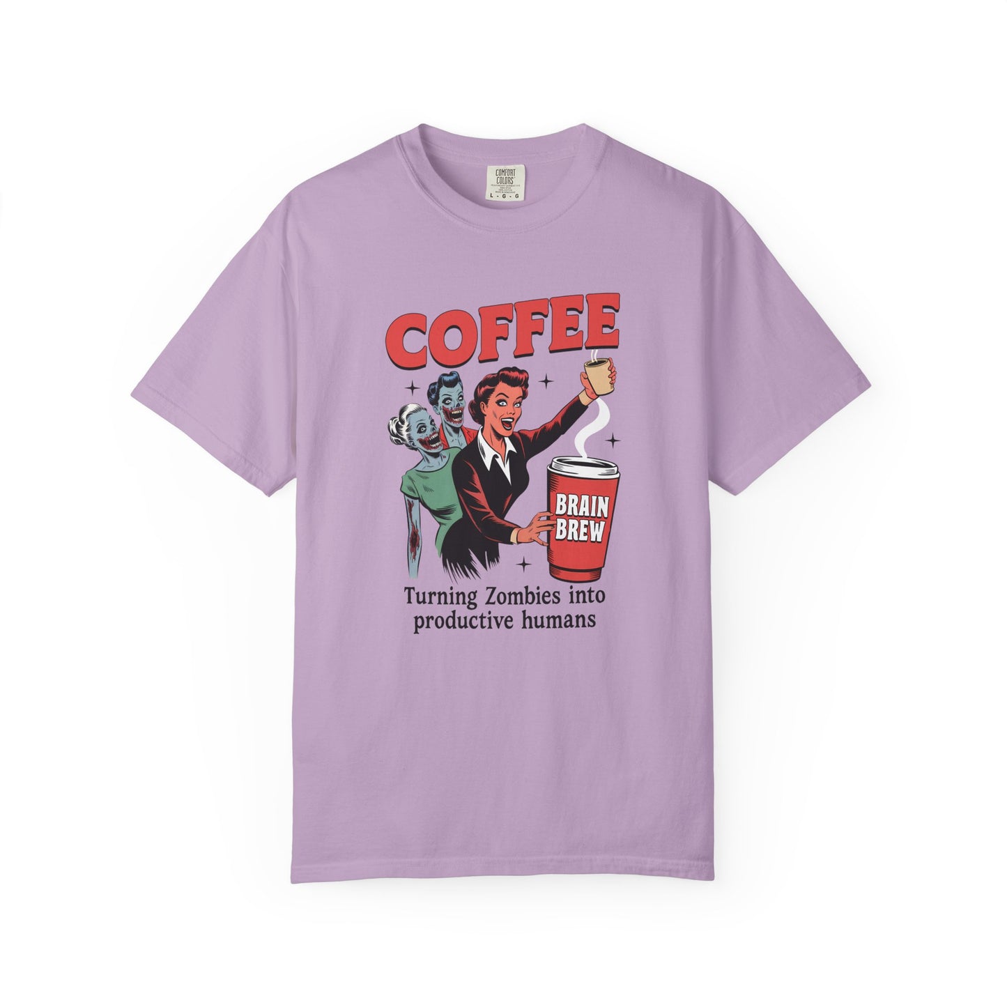 Coffee turning zombies into productive humans Unisex Garment-Dyed T-Shirt - Casual Vintage Style for Everyday Wear