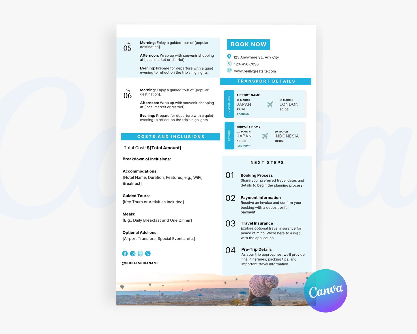 Travel Proposal Template, Travel Proposal Flyer, Editable Canva Templates 02