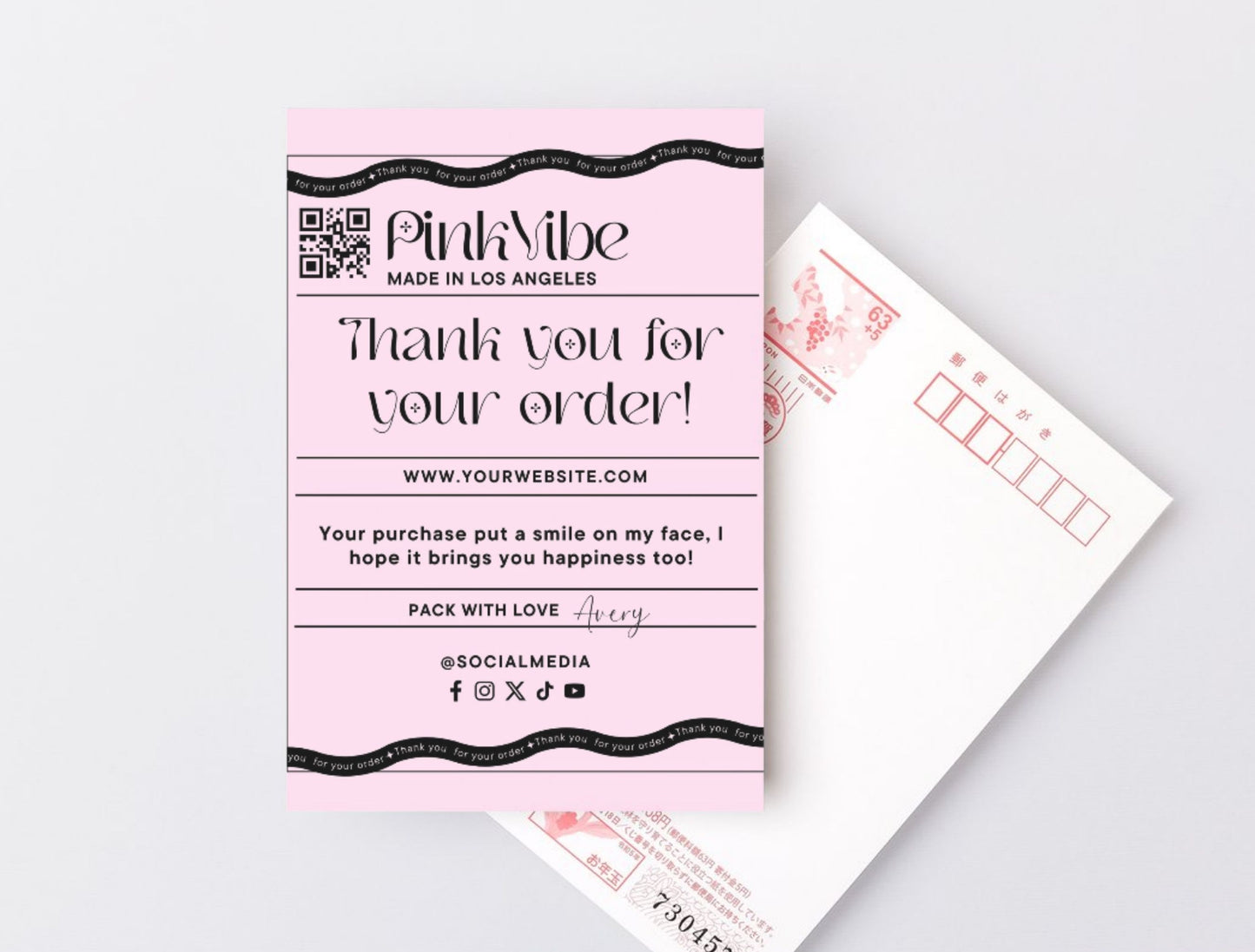Small Business Printable Kit Canva Templates – Thank You Card, Loyalty Card, Gift Certificate, QR Code Payment Pinkvibe Theme