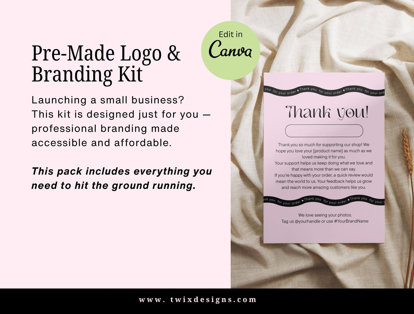 Branding Kit Pinkvibe Canva Templates Product Fashion Coach Etsy Kit BlackPink Theme