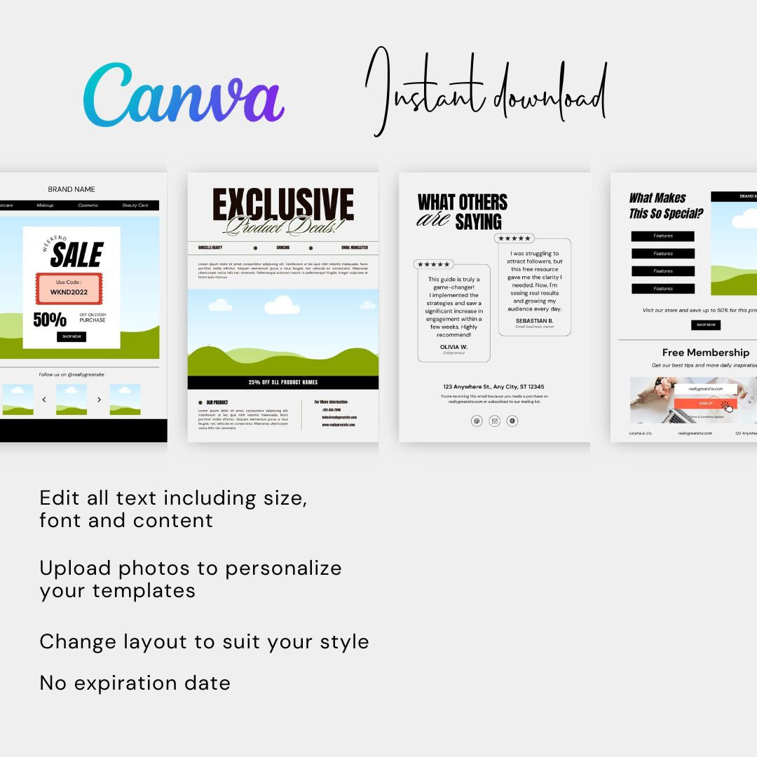 50 Email Marketing Templates Ecommerce, Fashion Canva Email templates