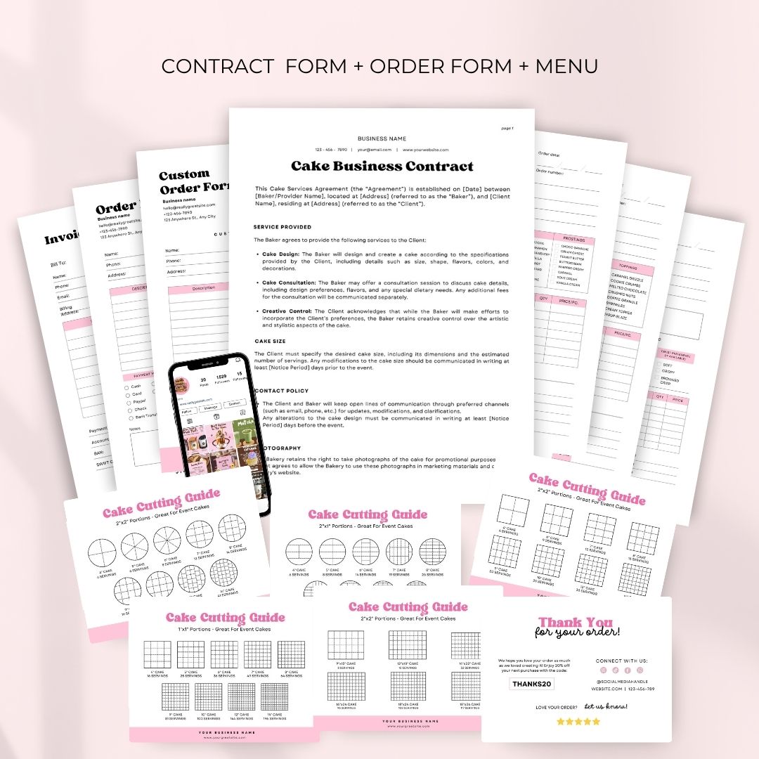 Branding Kit lovebites Editable Canva Templates Business Cards Marketing Posts Sweet Choco Pink Bakery Cafe Theme