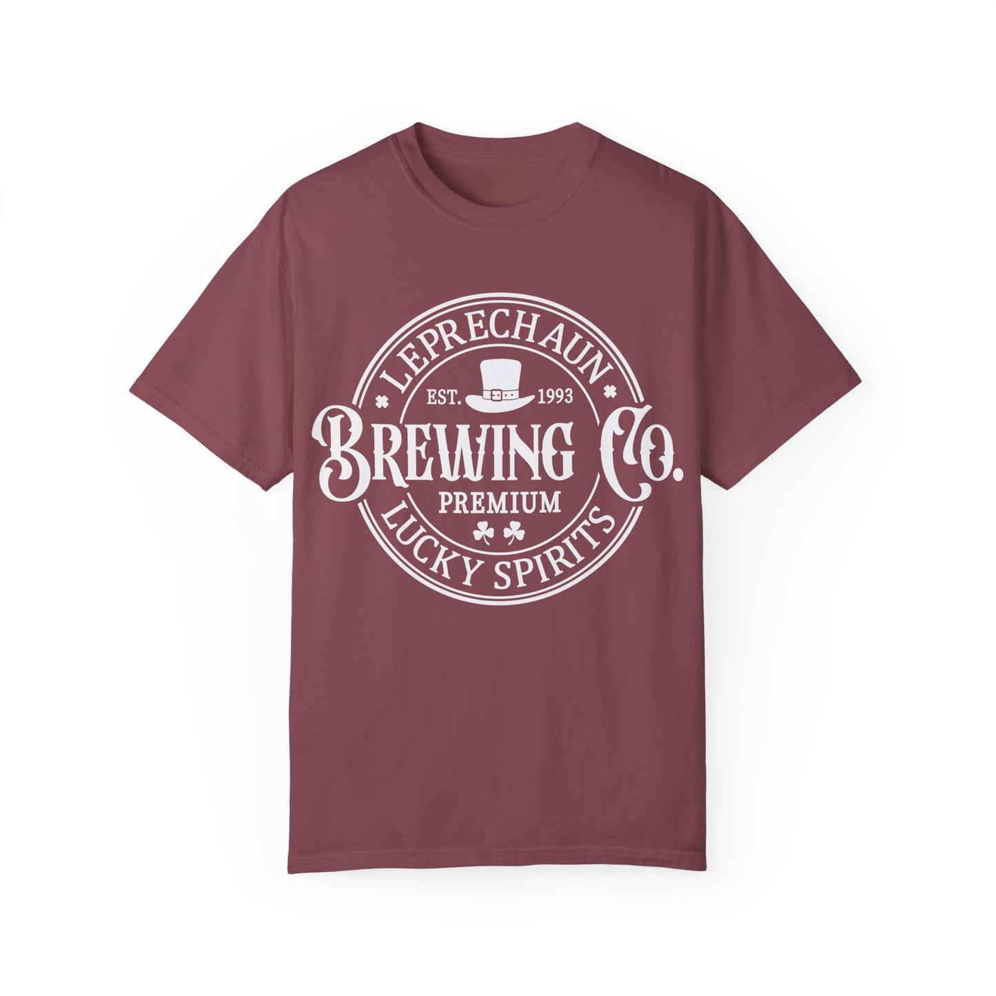 Leprechaun Brewing Co Lucky Spirits Unisex Garment-Dyed T-Shirt - Casual Vintage Style for Everyday Wear
