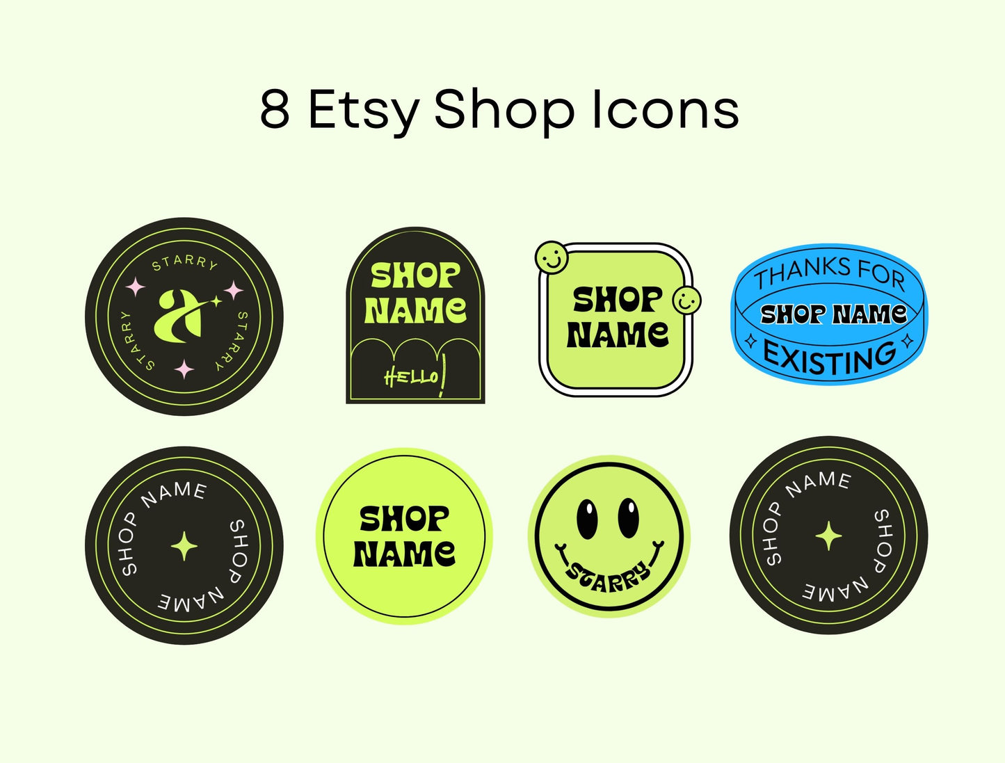 Etsy Shop Kit Starry Bundle, Editable Canva Templates, Product Listing Photos Mockup, Etsy Seller Store Branding