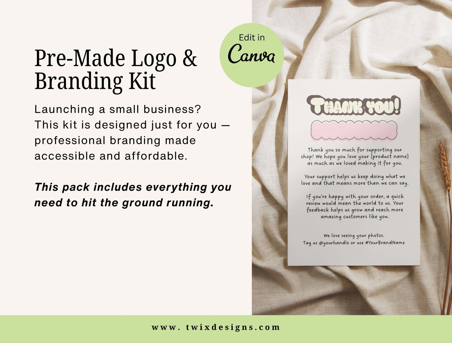 Branding Kit Cute Mochie Canva Templates Product Fashion Coach Etsy Kit Shop