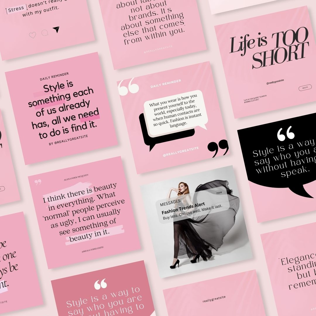 600 BlackPink Fashion Social Media Instagram, Clothing business brand, Editable Canva Templates