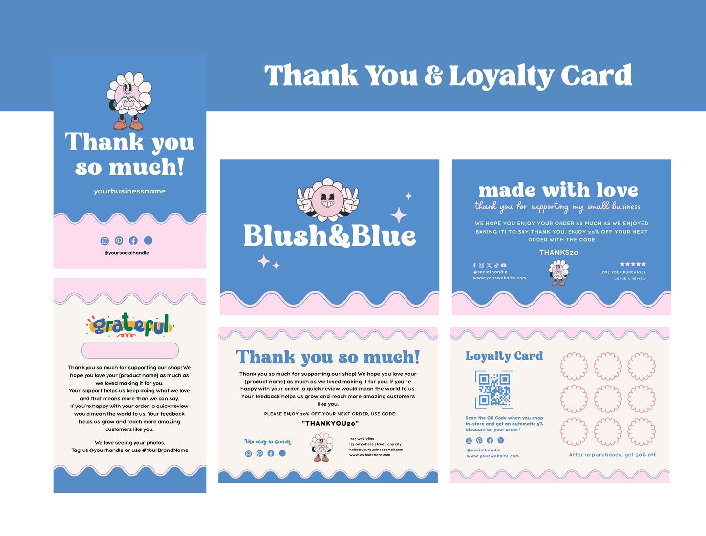 Etsy Shop Kit Blush&Blue Bundle, Editable Canva Templates, Product Listing Photos Mockup, Etsy Seller Store Branding