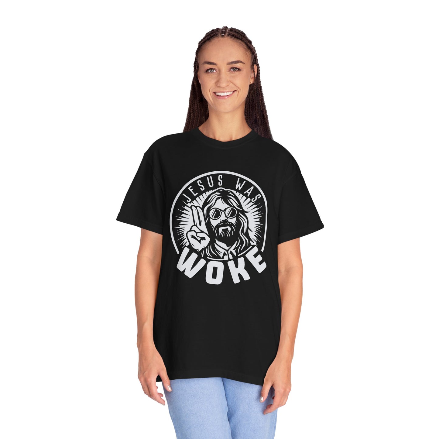 Jesus was woke Unisex Garment-Dyed T-Shirt - Casual Vintage Style for Everyday Wear