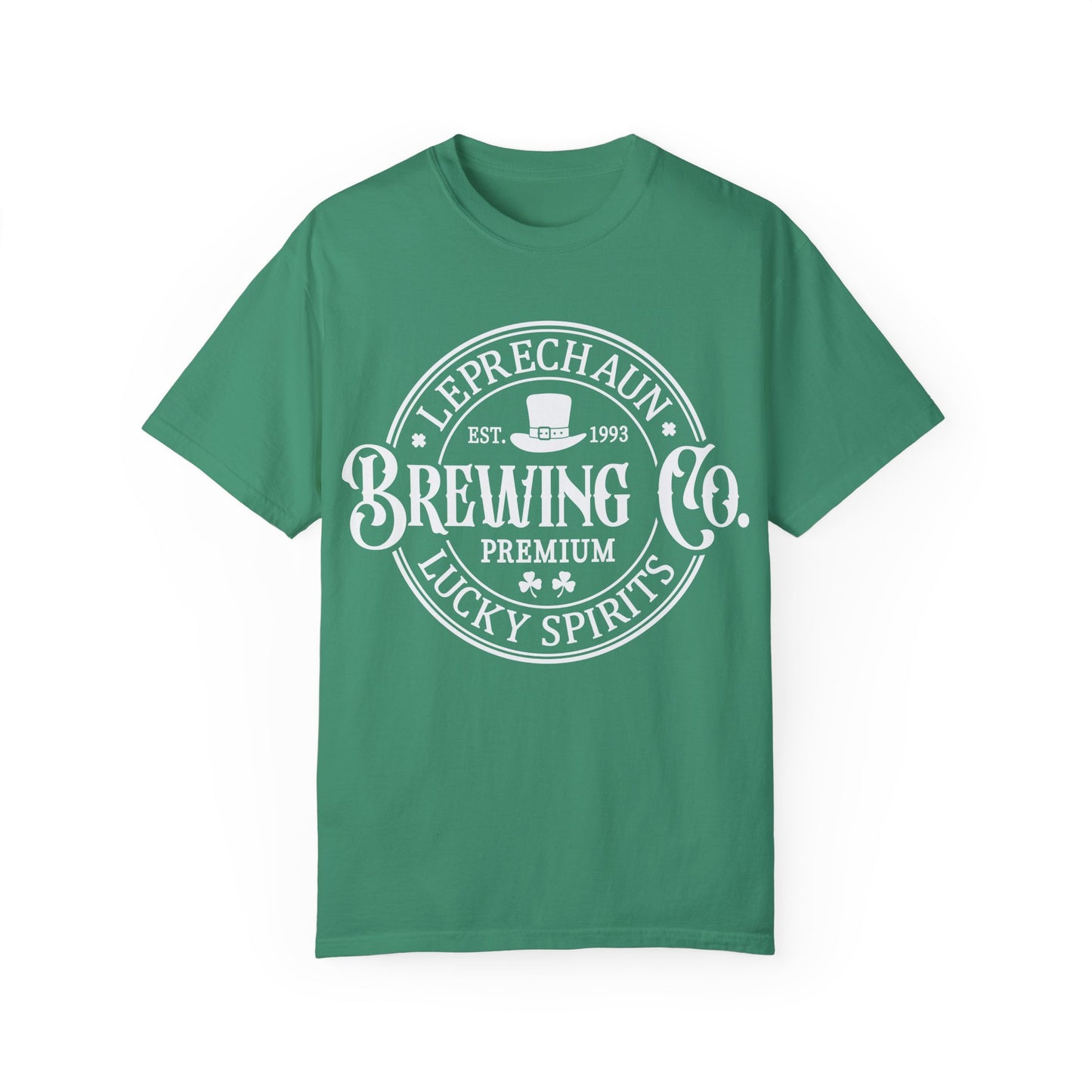 Leprechaun Brewing Co Lucky Spirits Unisex Garment-Dyed T-Shirt - Casual Vintage Style for Everyday Wear