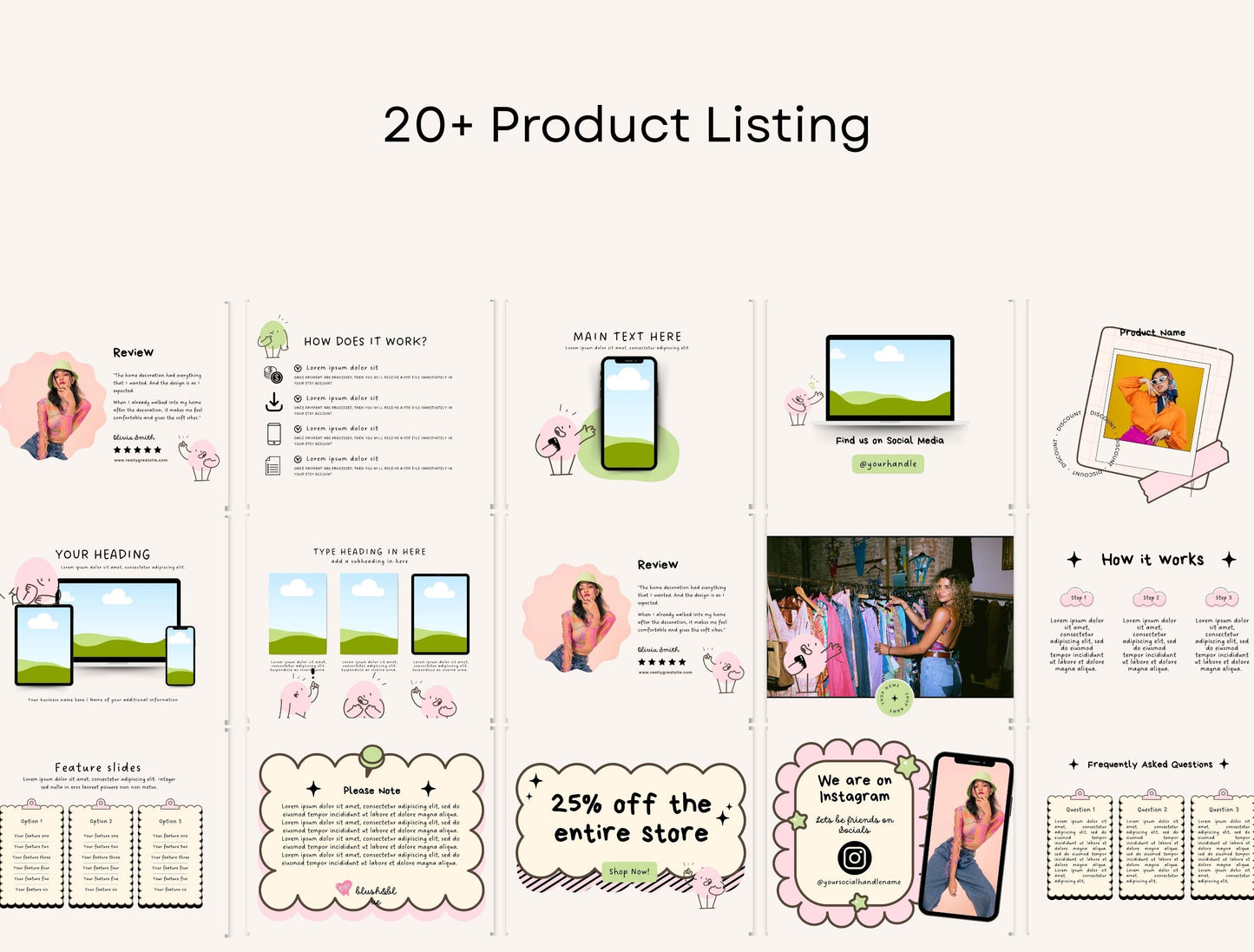 Etsy Shop Kit Mochie Bundle, Editable Canva Templates, Product Listing Photos Mockup, Etsy Seller Store Branding