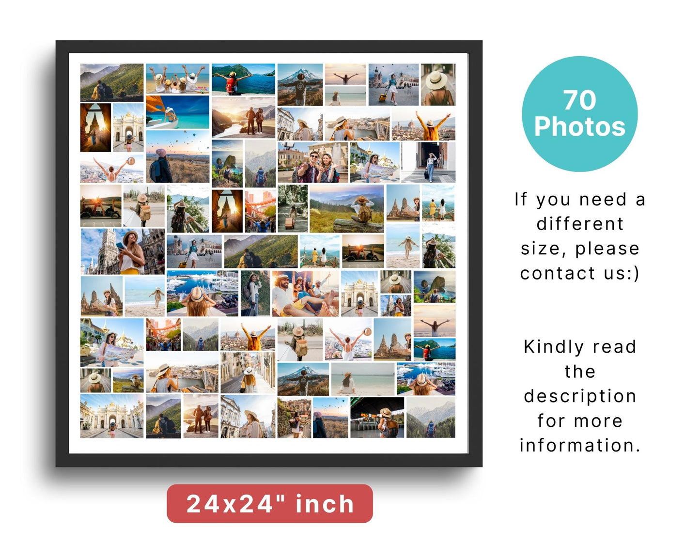 EDITABLE 70 Photo Collage, Square Welcome Sign, Poster Sign, Canva, DIGITAL