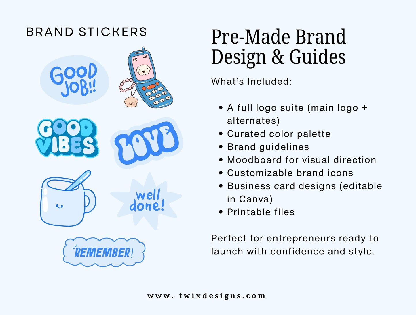 Branding Kit Luckygrin Canva Templates Product Fashion Coach Etsy Kit Light Blue Theme