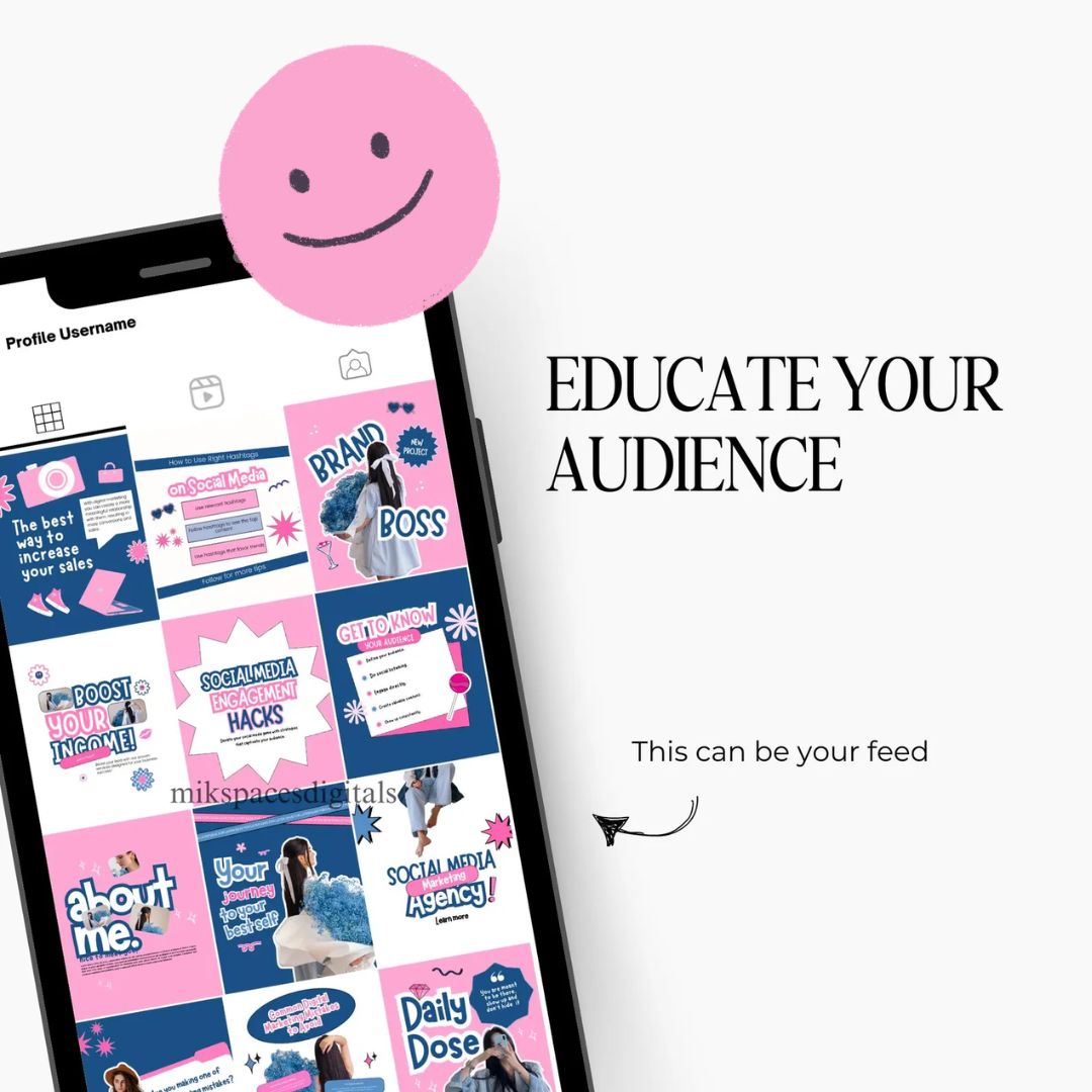 Blue Pink Instagram Posts Using This Brand Style Theme