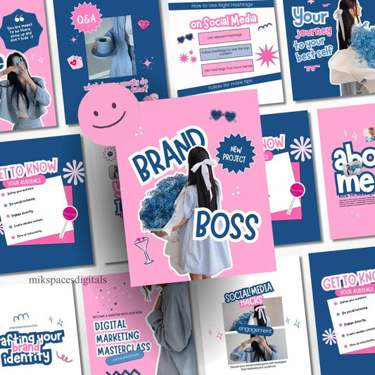 Blue Pink Instagram Posts Using This Brand Style Theme