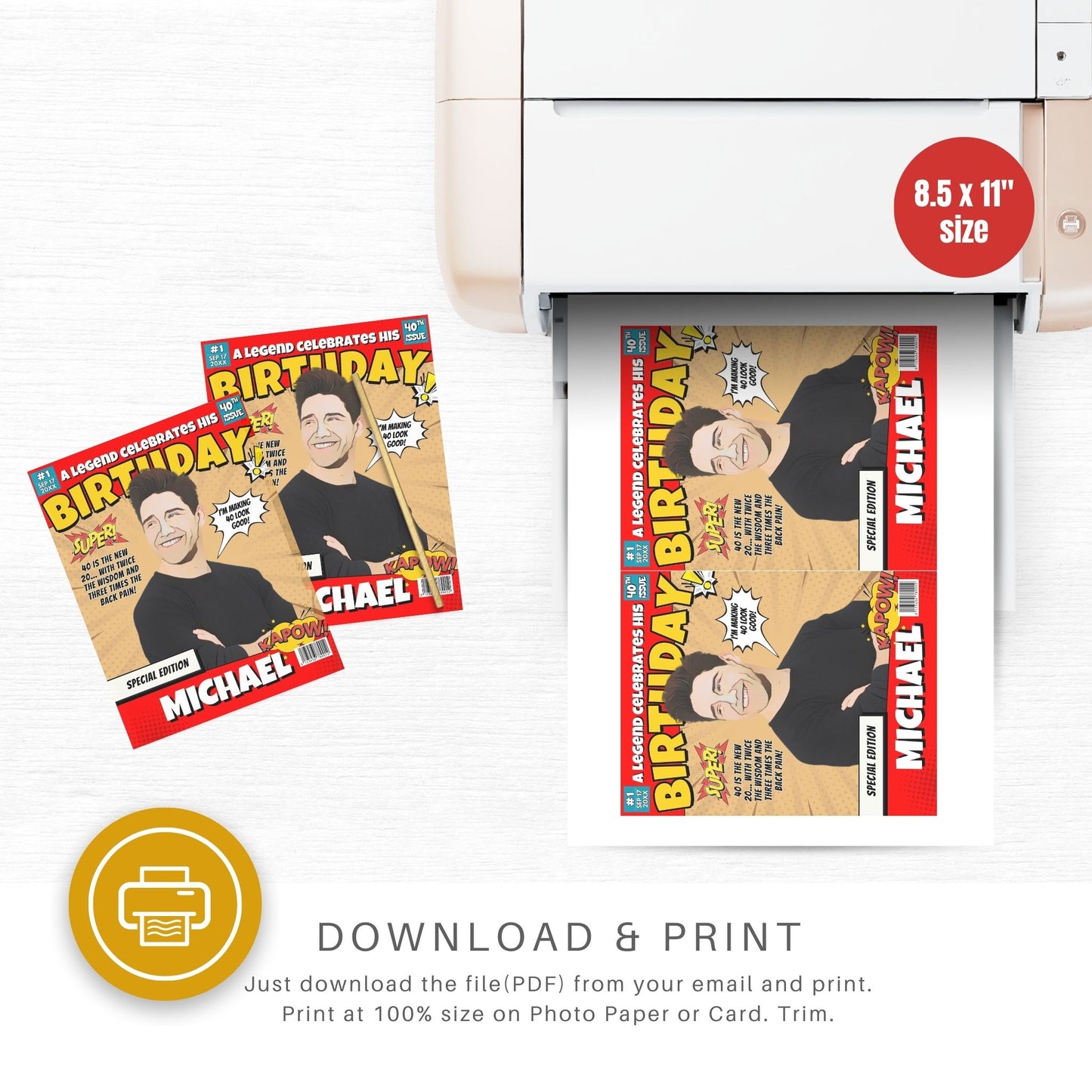 Custom Comic Cover For Any Age 40th 25th Birthday Gift for Men, Custom Birthday Cartoon Portrait from Photo, Personalized Gift for Him