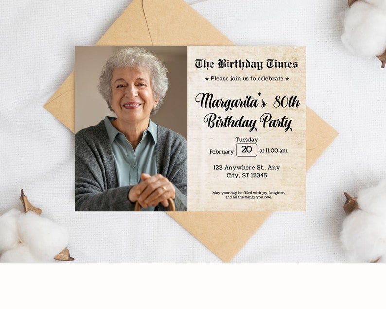 71st Birthday Vintage Brown Newspaper, EDITABLE Birthday Posters, Printable Newspaper Birthday Gifts, Canva