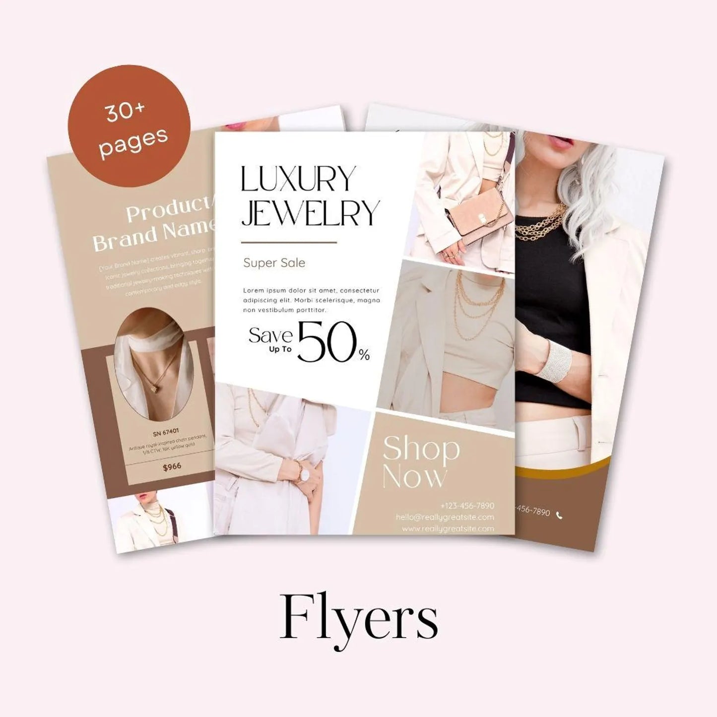 Jewelry Branding Kit, Brand Stationary Bundle, Beige Aesthetic Jewelry kit, Editable Canva Template, Branding kit for Jewelry Business