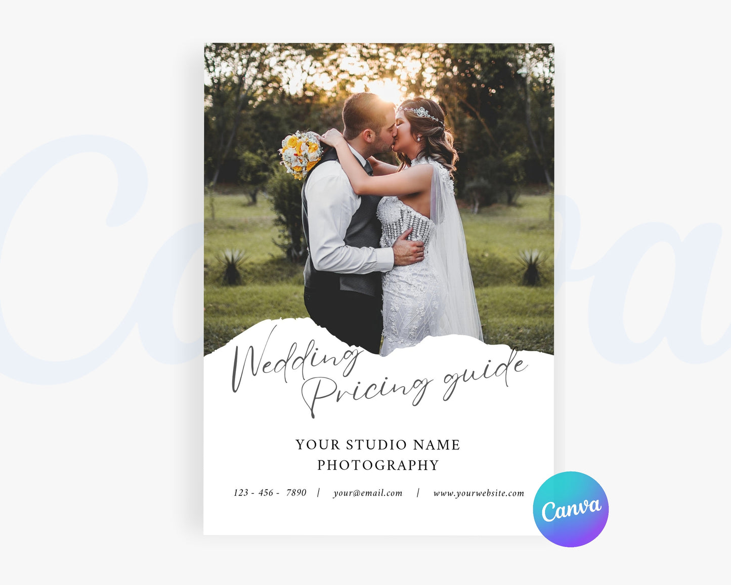 Photography Pricing Guide, Wedding Photography Price List, Edit in Canva - PDP05