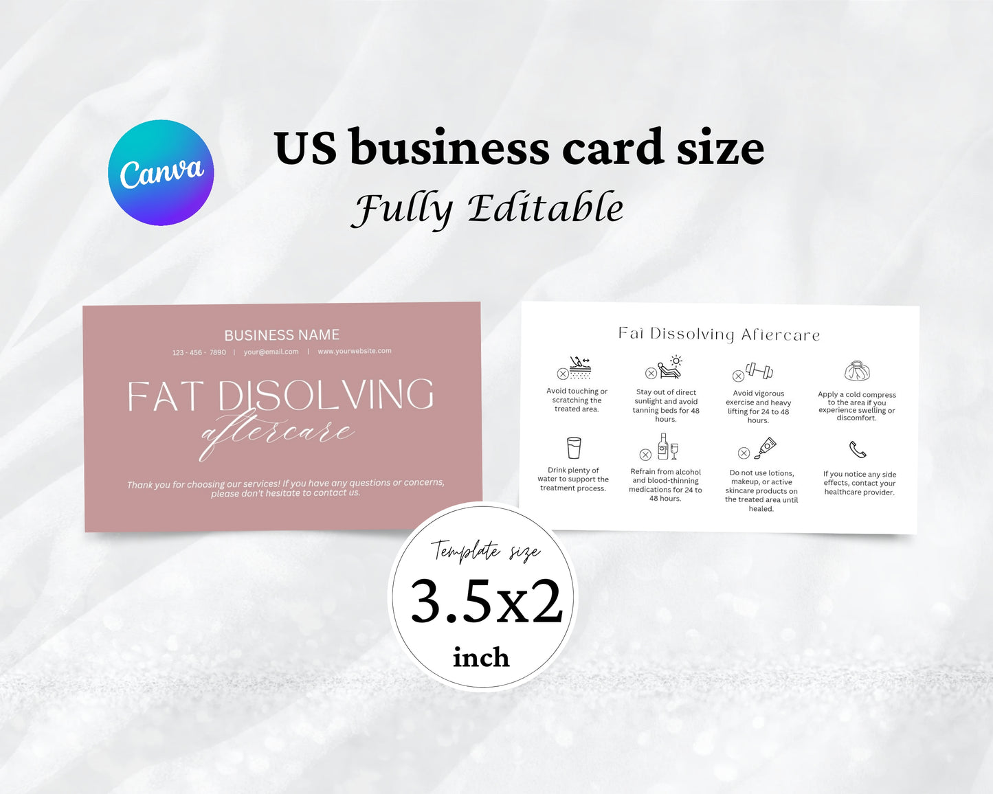 Facial Treatment Care Card, Aftercare Card, Edit in Canva