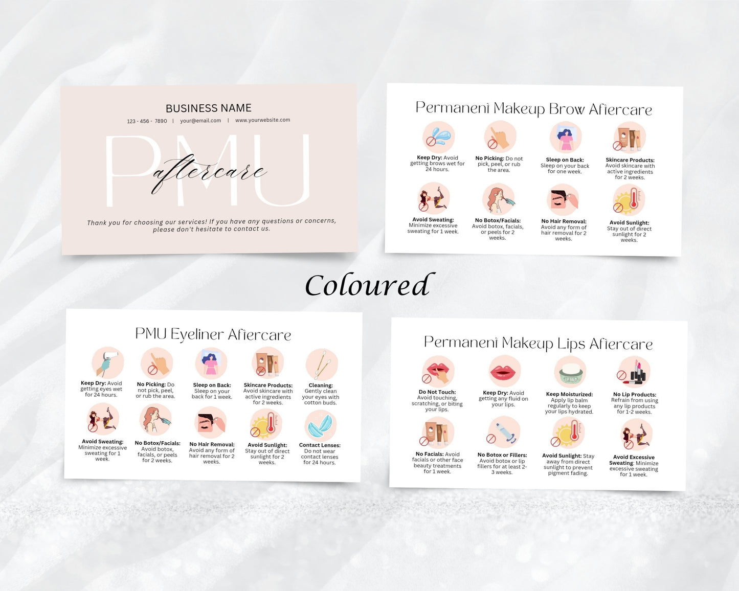 Permanent Makeup Care Card, PMU Aftercare Card, Edit in Canva
