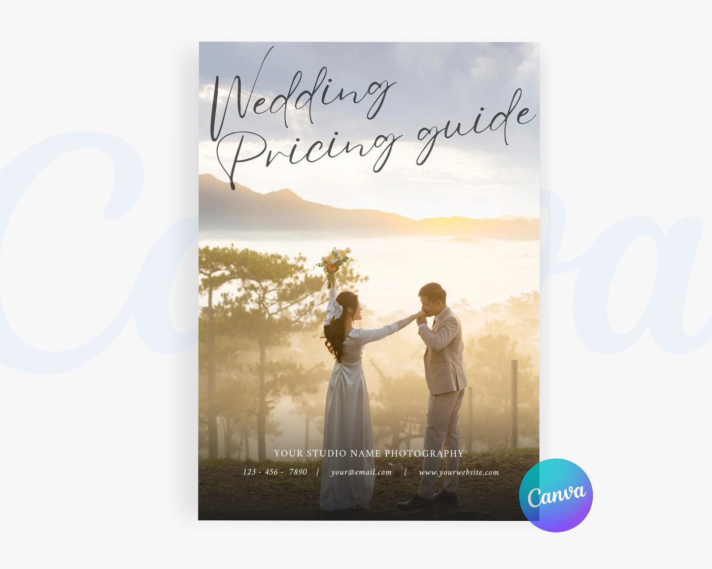 Photography Pricing Guide, Wedding Photography Price List, Edit in Canva - PDP04
