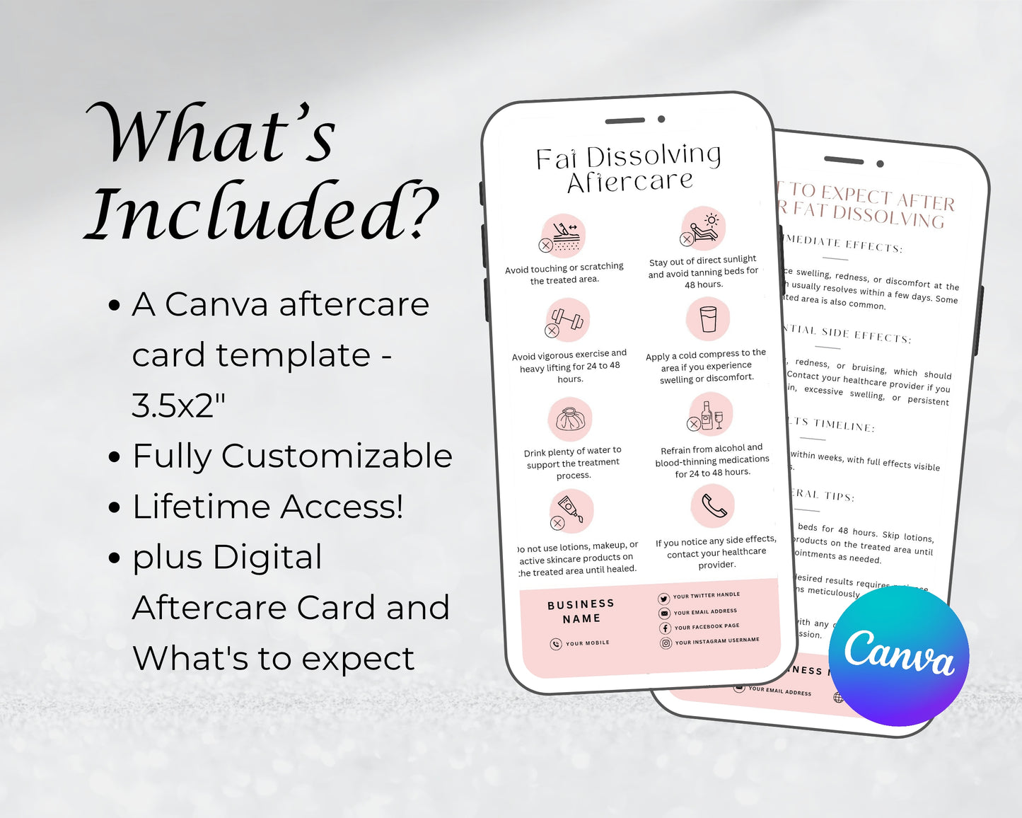 Facial Treatment Care Card, Aftercare Card, Edit in Canva