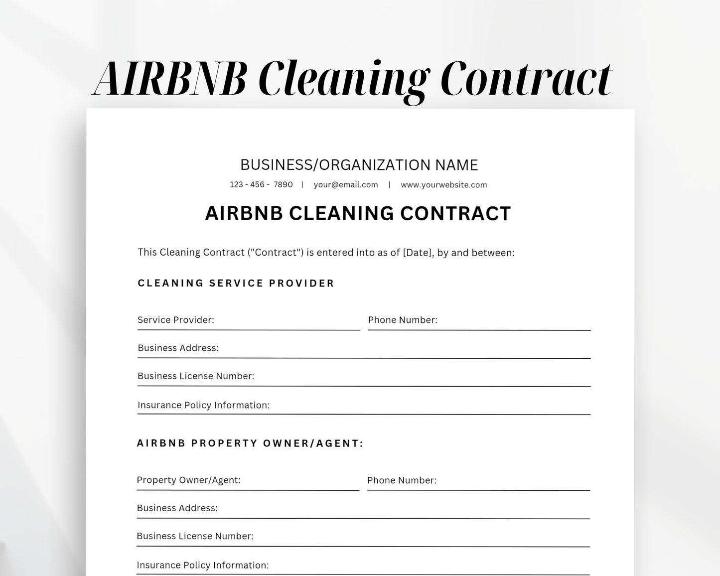 AIRBNB Printable Form, Edit in Canva, Digital