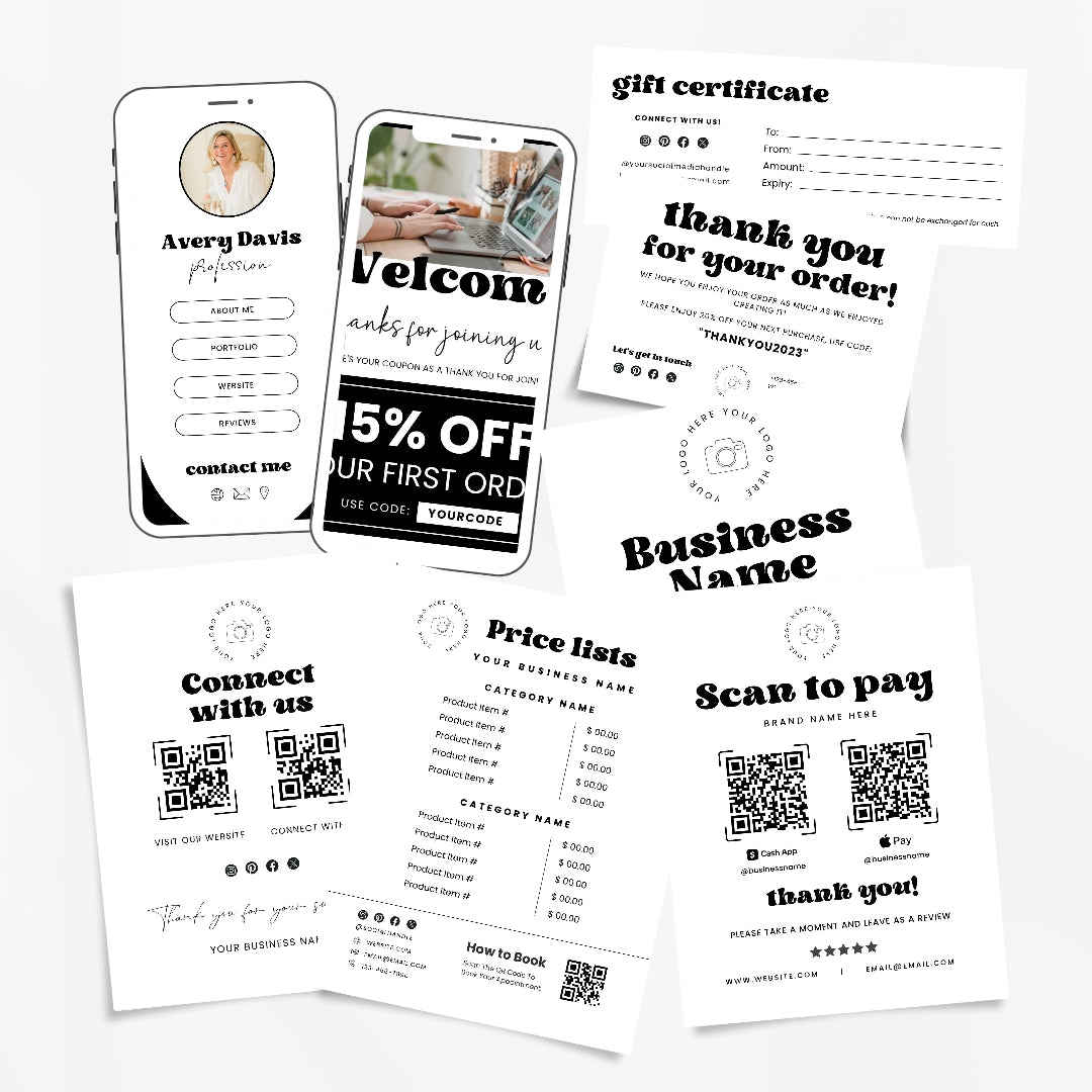 Editable Dream Branding Kit, DIY Canva Modern Black Grey theme, Thank You Business Cards, Social Media Post, Websites, 1000+ templates