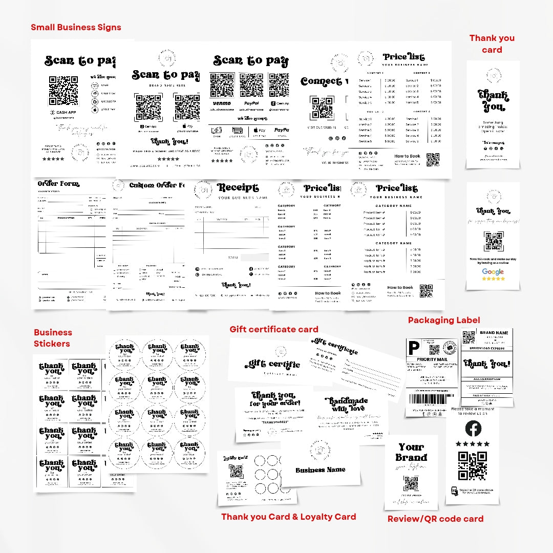 Editable Bright Branding Kit, DIY Canva Modern Black Grey theme, Thank You Business Cards, Social Media Post, Websites, 1000+ templates