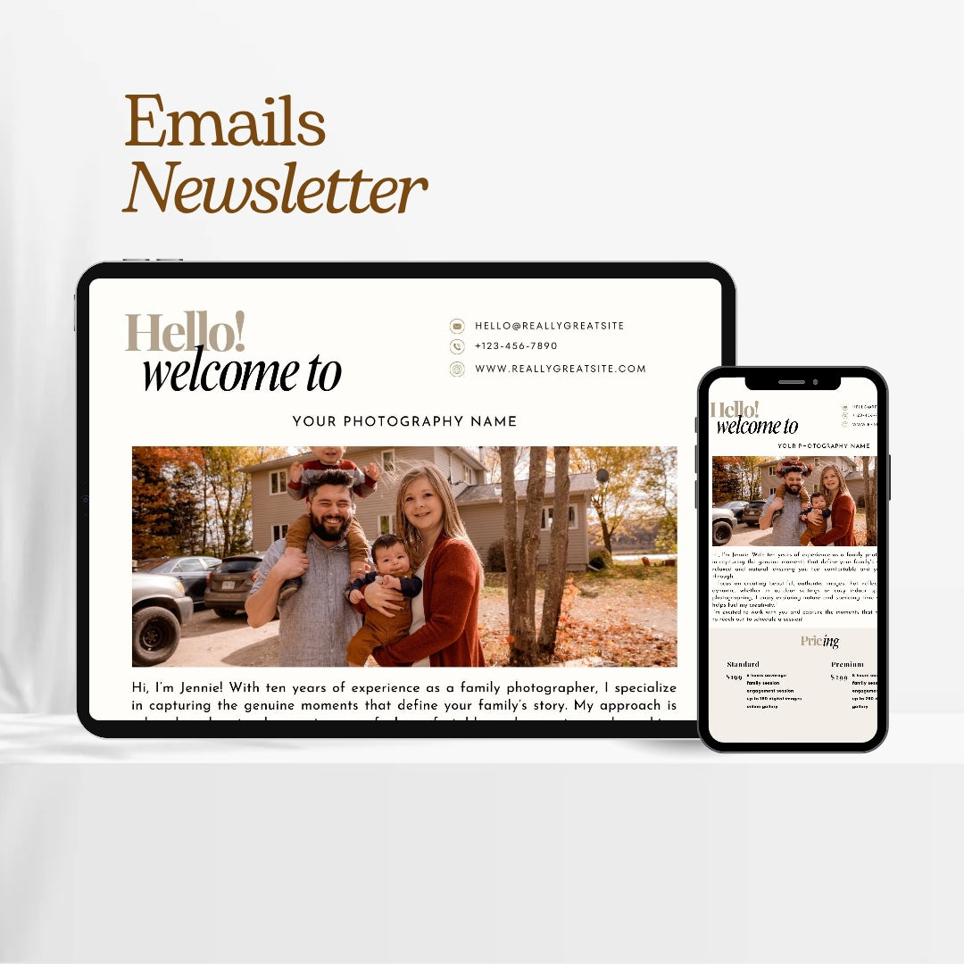 Photography Email Newsletter Templates, Photographer Email Newsletter Post, Edit in Canva