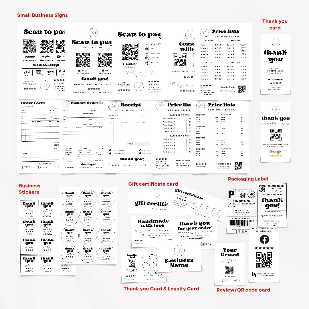 Editable Dream Branding Kit, DIY Canva Modern Black Grey theme, Thank You Business Cards, Social Media Post, Websites, 1000+ templates