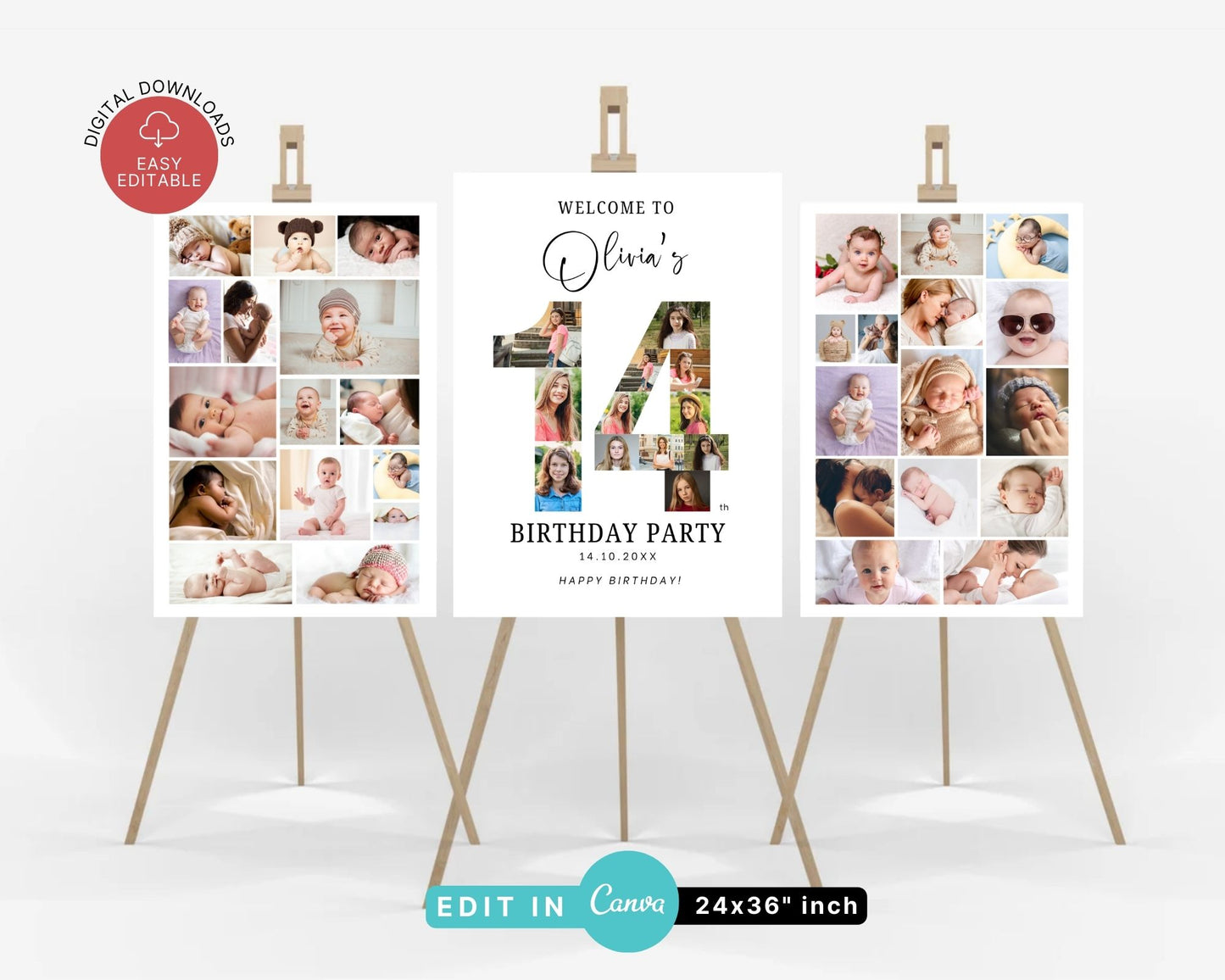 EDITABLE 14 Photo Collage, Welcome Sign, Canva, DIGITAL