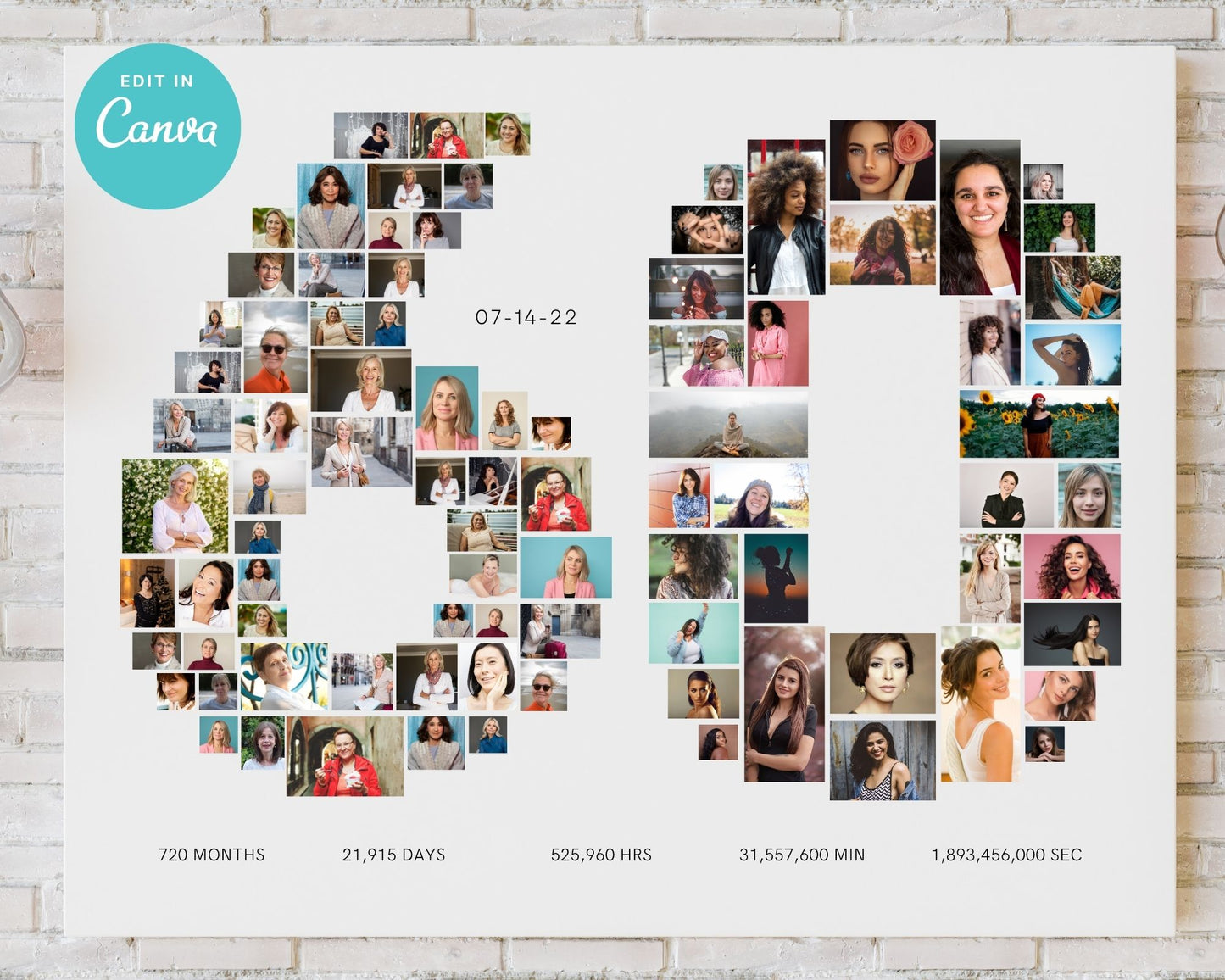 Personalized 1-100 Number Photo Collage, Perfect for Any Occasions,  Made-to-order download