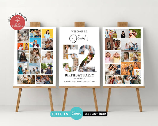 EDITABLE 52 Photo Collage, Welcome Sign, Canva, DIGITAL