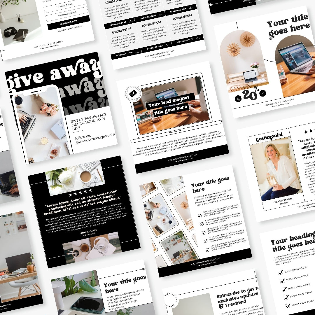 Editable Dream Branding Kit, DIY Canva Modern Black Grey theme, Thank You Business Cards, Social Media Post, Websites, 1000+ templates