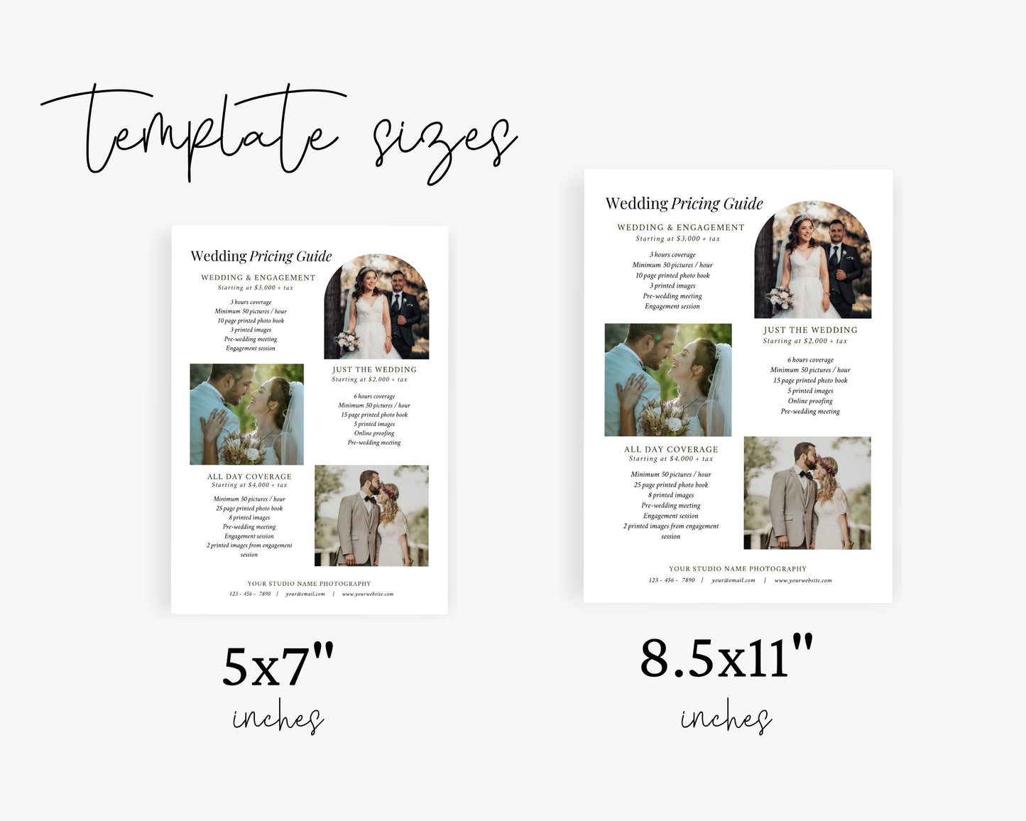 Photography Pricing Guide, Wedding Photography Price List, Edit in Canva - PDP20