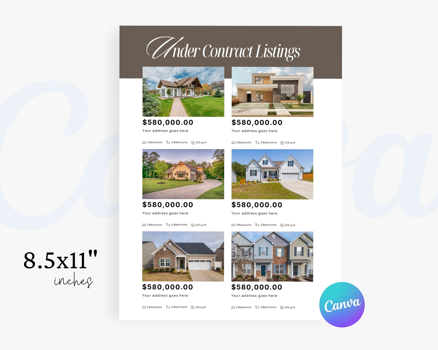 Real Estate Flyers, For Sale Flyer Marketing Flyer, Open Listing, Edit in Canva - REDF01