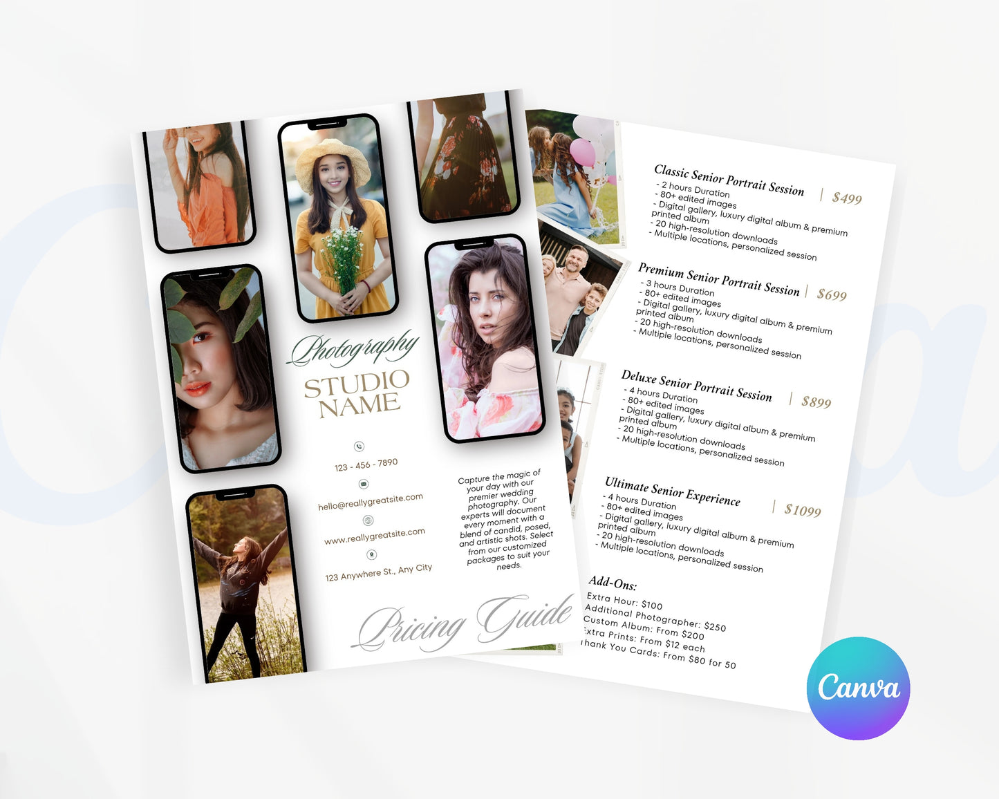 Photography Pricing Guide, Wedding Photography Price List, Edit in Canva - PDP23