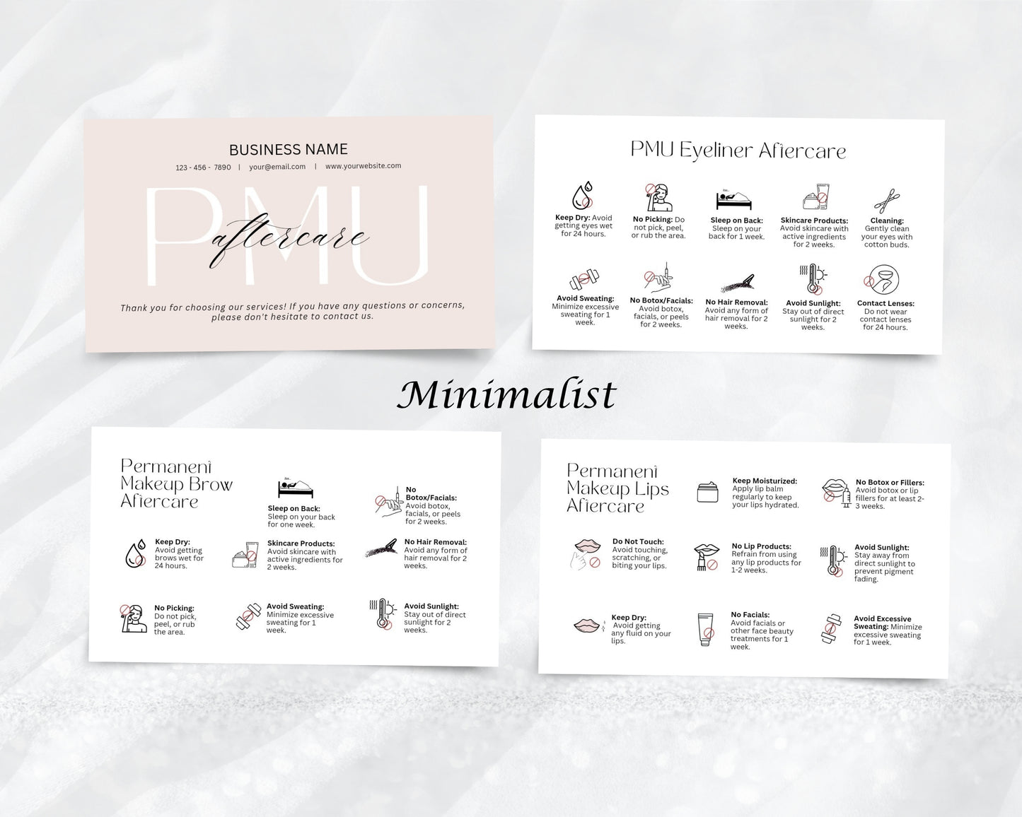 Permanent Makeup Care Card, PMU Aftercare Card, Edit in Canva
