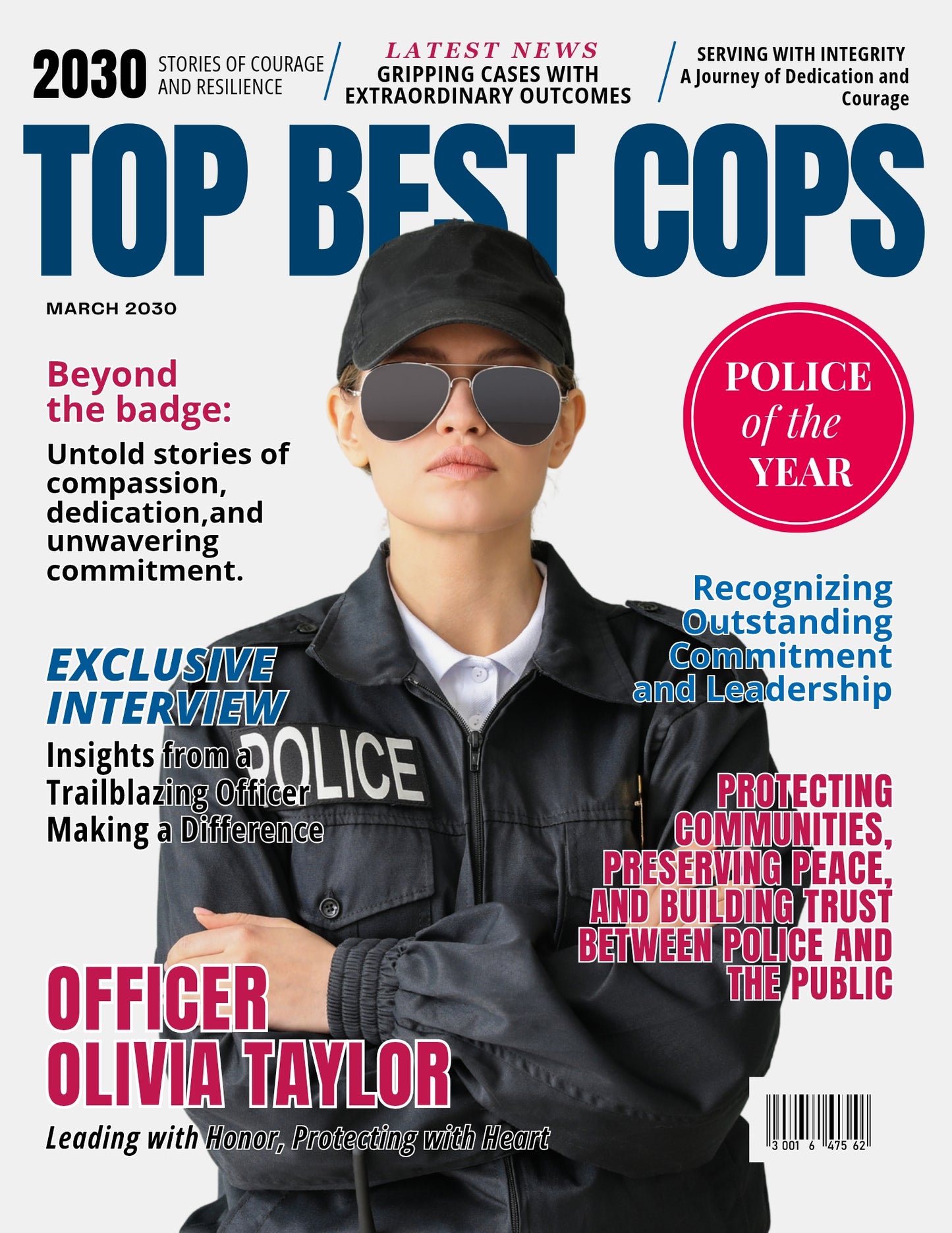 Cop Magazine Cover Poster, Birthday or Retirement Gift, Police Officer Gifts, Editable in Canva