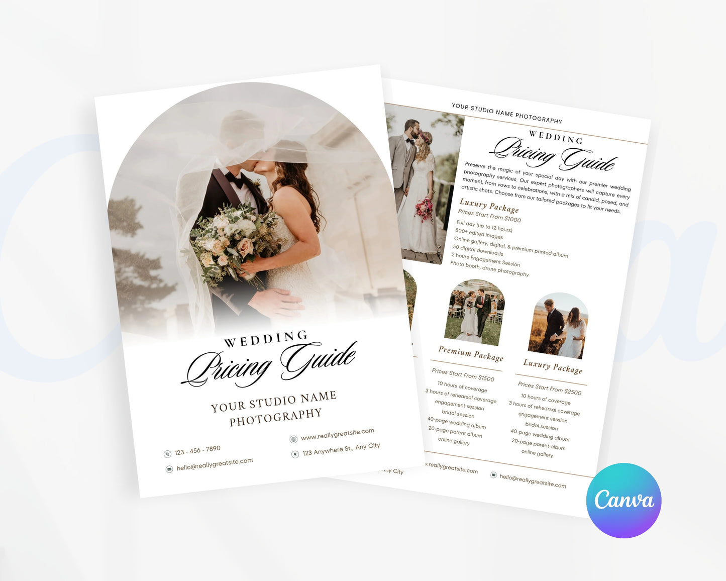Photography Pricing Guide, Wedding Photography Price List, Edit in Canva - PDP13